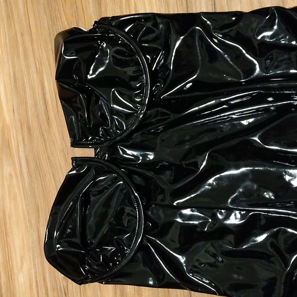 Fashion Nova Faux Patent Leather Bustier Style Bodysuit Top - Picture 3 of 9